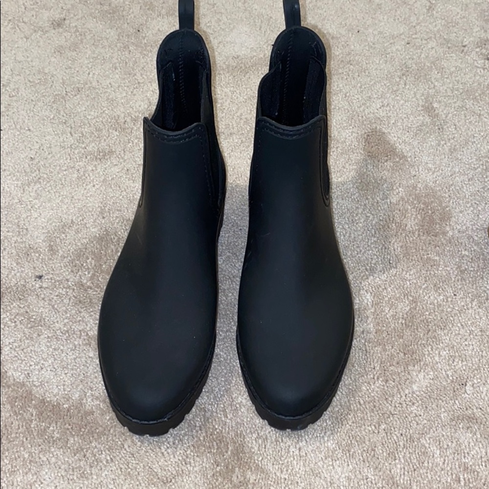 Platform black rain boots